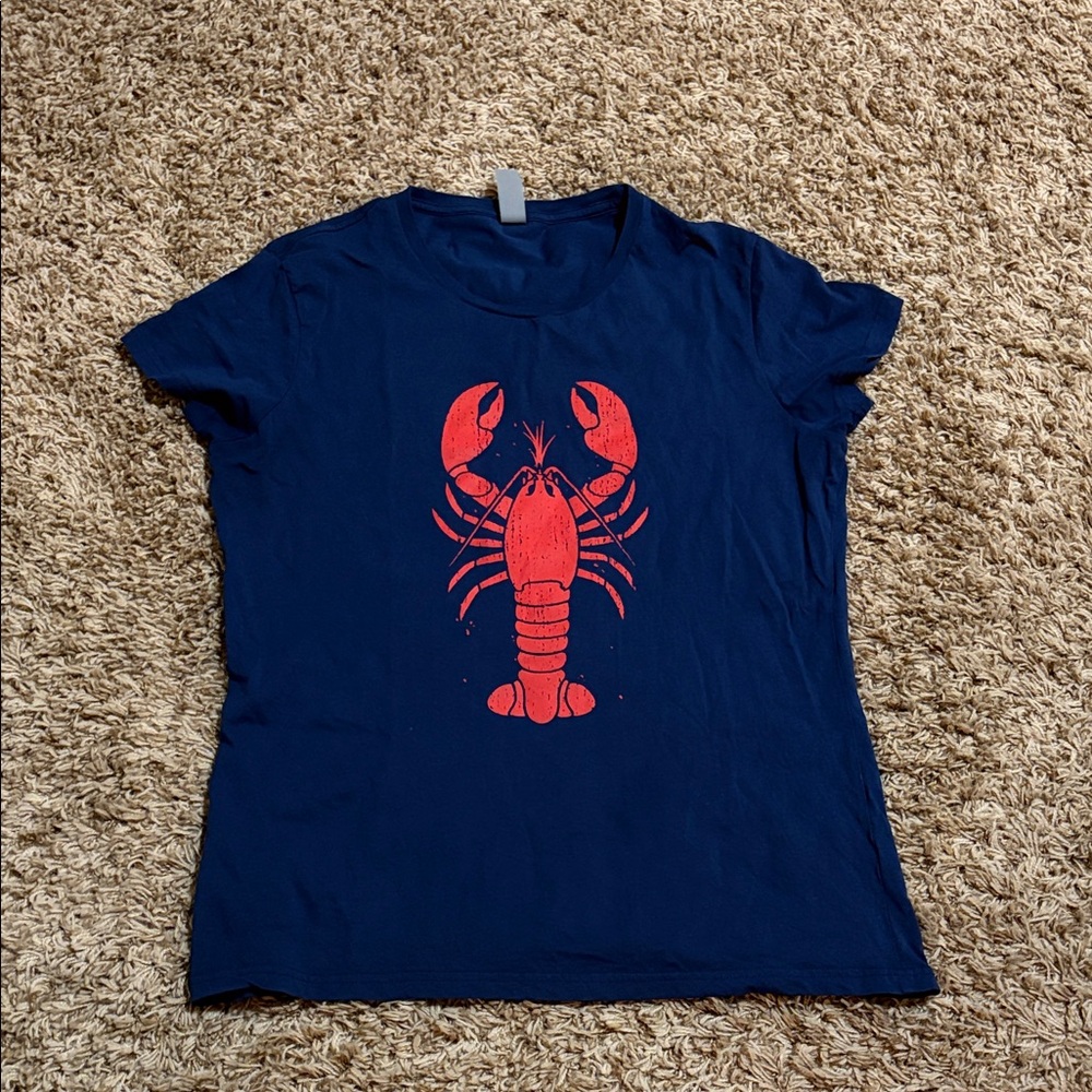 Navy Tee with Red Lobster Graphic
